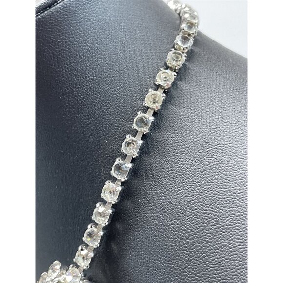 Juliana D&E CLEAR & SMOKY RHINESTONE 5 LINK NECKLACE Chunky Collar Vintage AL4.2 - Picture 8 of 16